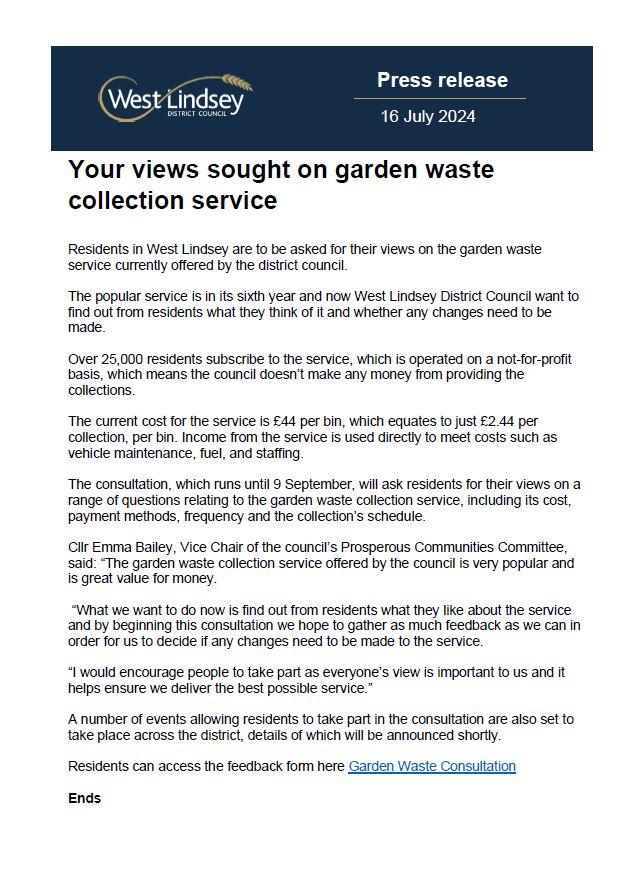 Garden waste consultation