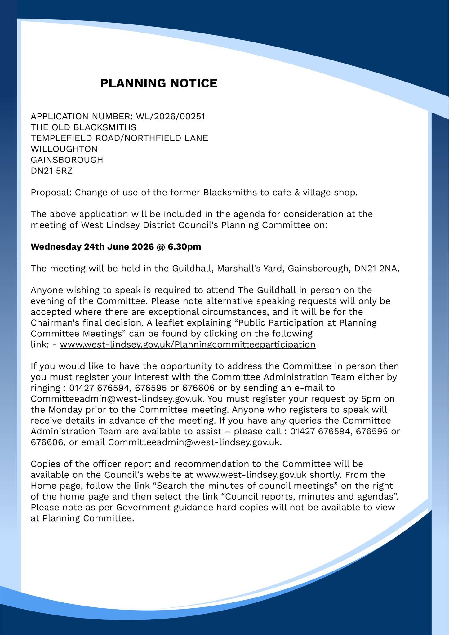 Planning notice
